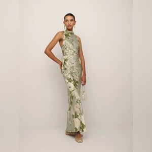 Reformation Green Floral Maxi Dress